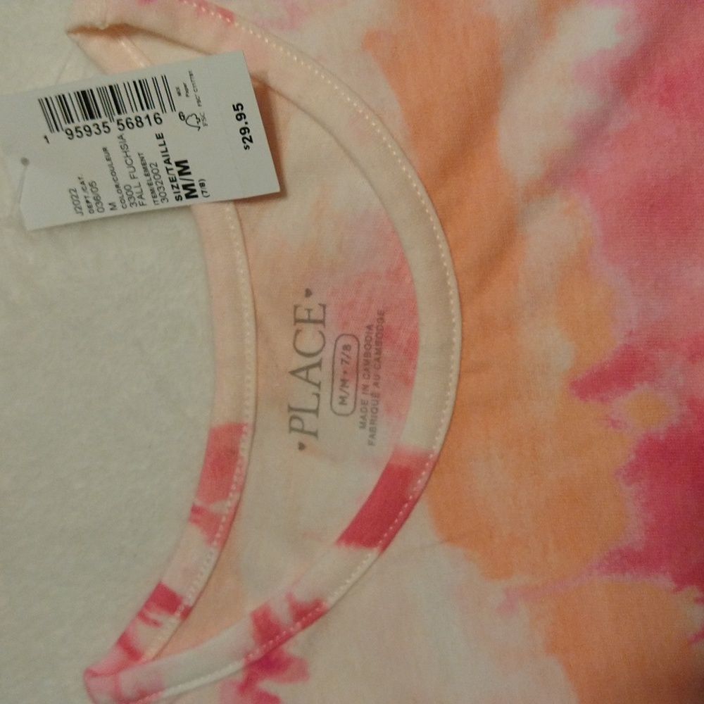 Children's Place orange tie-dye tank with knotted waist size medium … - Picture 2 of 2
